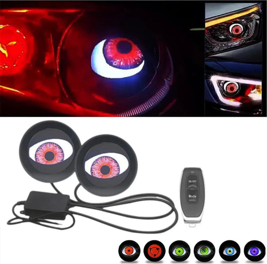12V Devil's Eye LED Car Dynamic Lights 2Inch Retrofit Kits Headlight Assembly Auto Accessories With Remote Control Bi Led Lenses