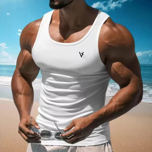 Men's Summer Tank Top 2025 Sleeveless Square Collar Gym Exercise T-Shirt Breathable Comfortable Casual Sports Vest for Men