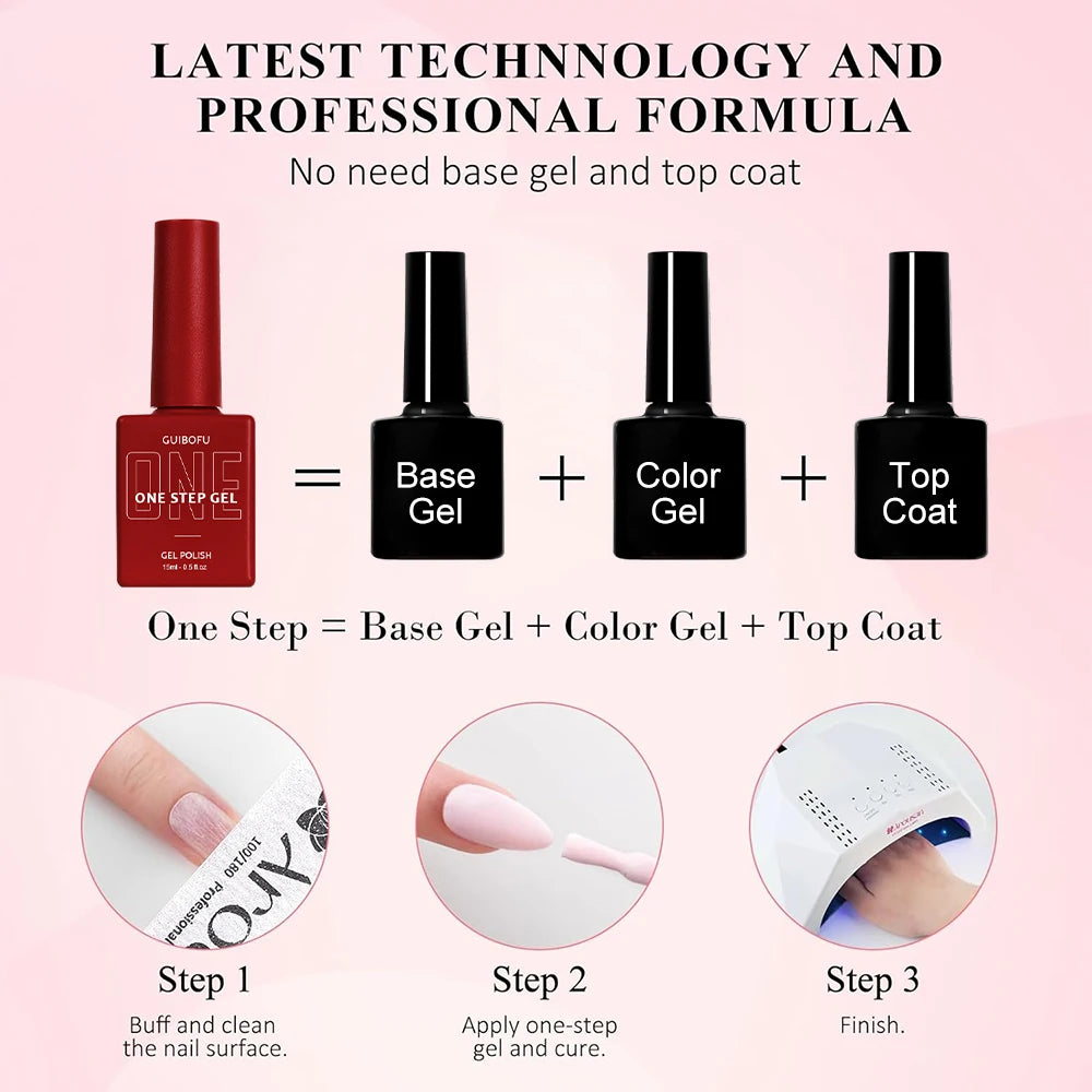 3in1 Gel One Step Gel (no need topcoat and basecoat) 27 colors Series 15ml Gel Nail Polish Set Fall Shine Finish Semi Permanent