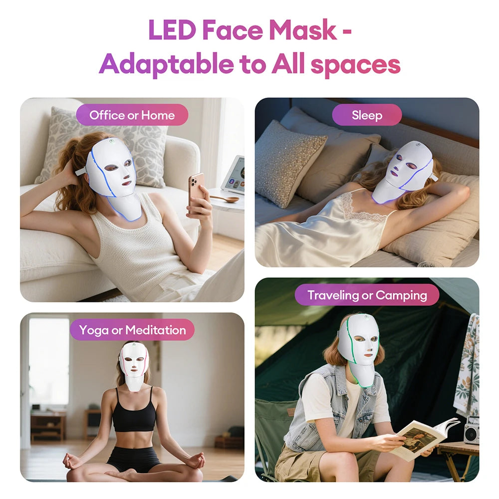 MODERISER LED Face and  Neck Mask ,7 Color Light Therapy