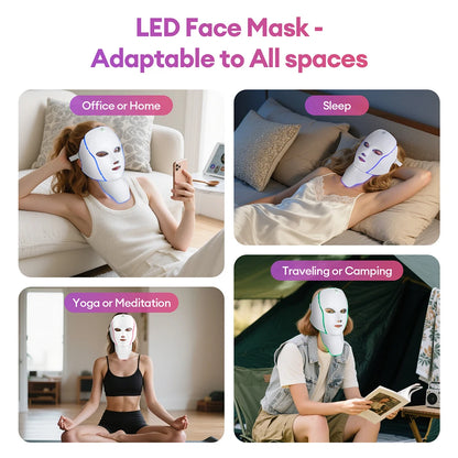 MODERISER LED Face and  Neck Mask ,7 Color Light Therapy