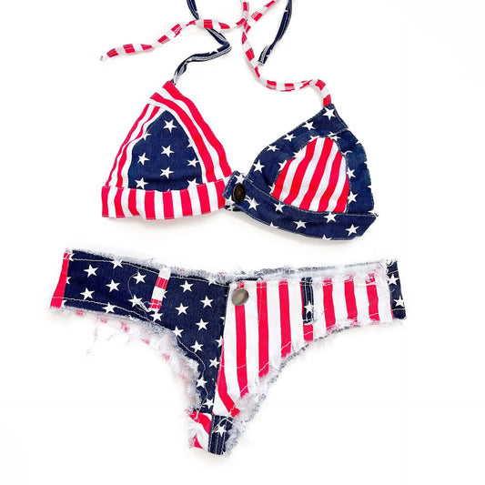 New Sexy American Flag Women's Bikini Set 2025 Summer Holiday