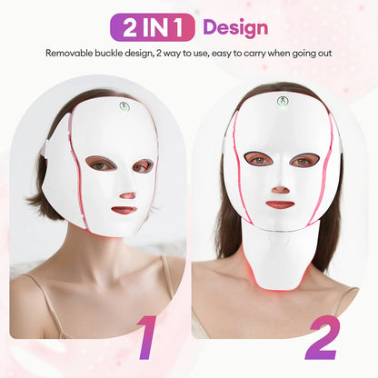 MODERISER LED Face and  Neck Mask ,7 Color Light Therapy