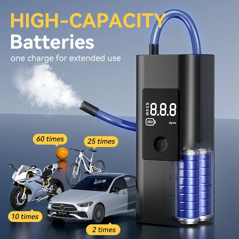 Portable Tire Inflator Air Compressor - 150PSI Cordless Electric Air Pump for Cars, Motorcycles, Bicycles