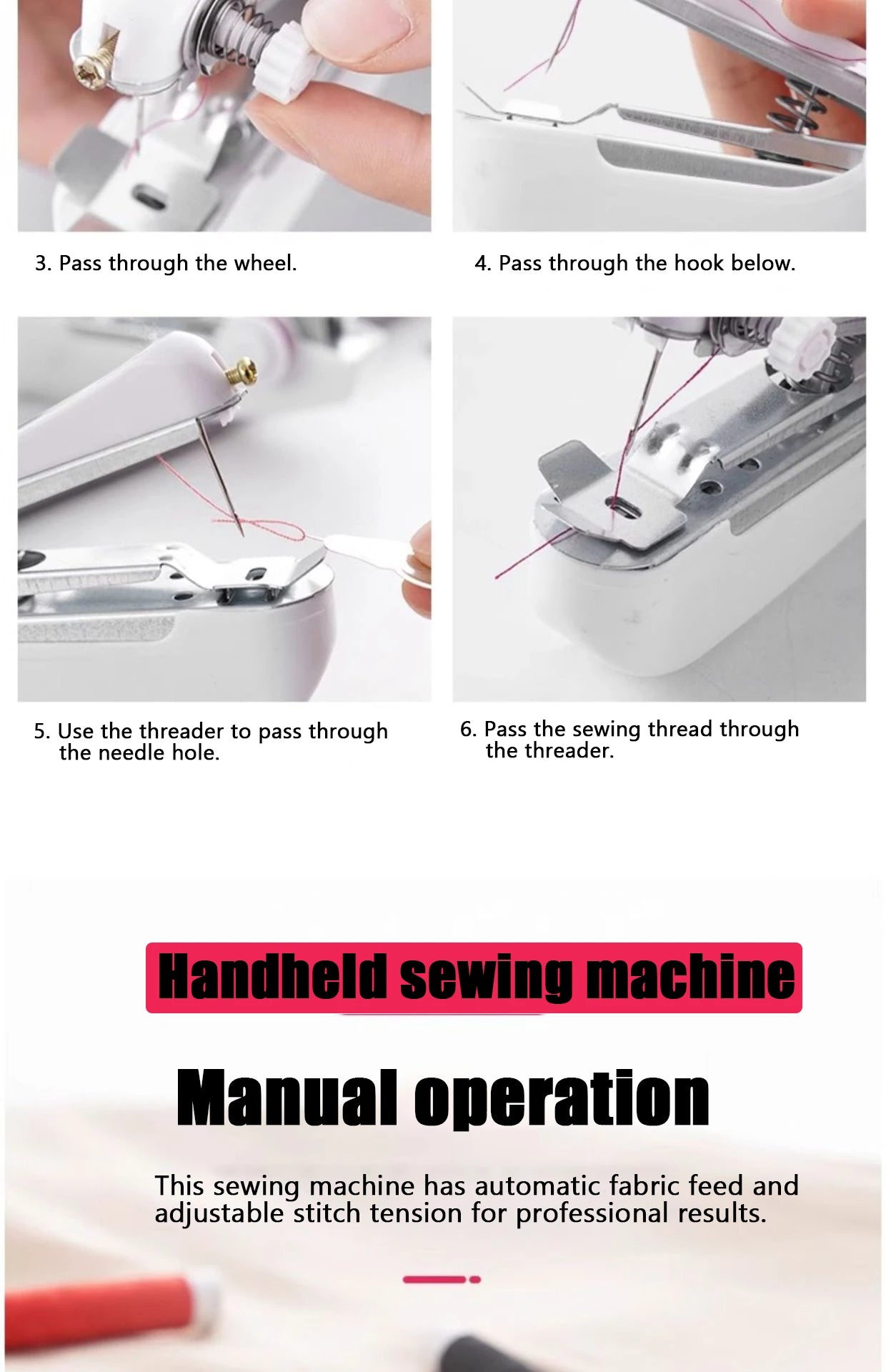 Portable Mini Cordless Stitch Machines Manual Sewing Machine Useful for DIY Household Clothes Leather Handheld Tools Accessories