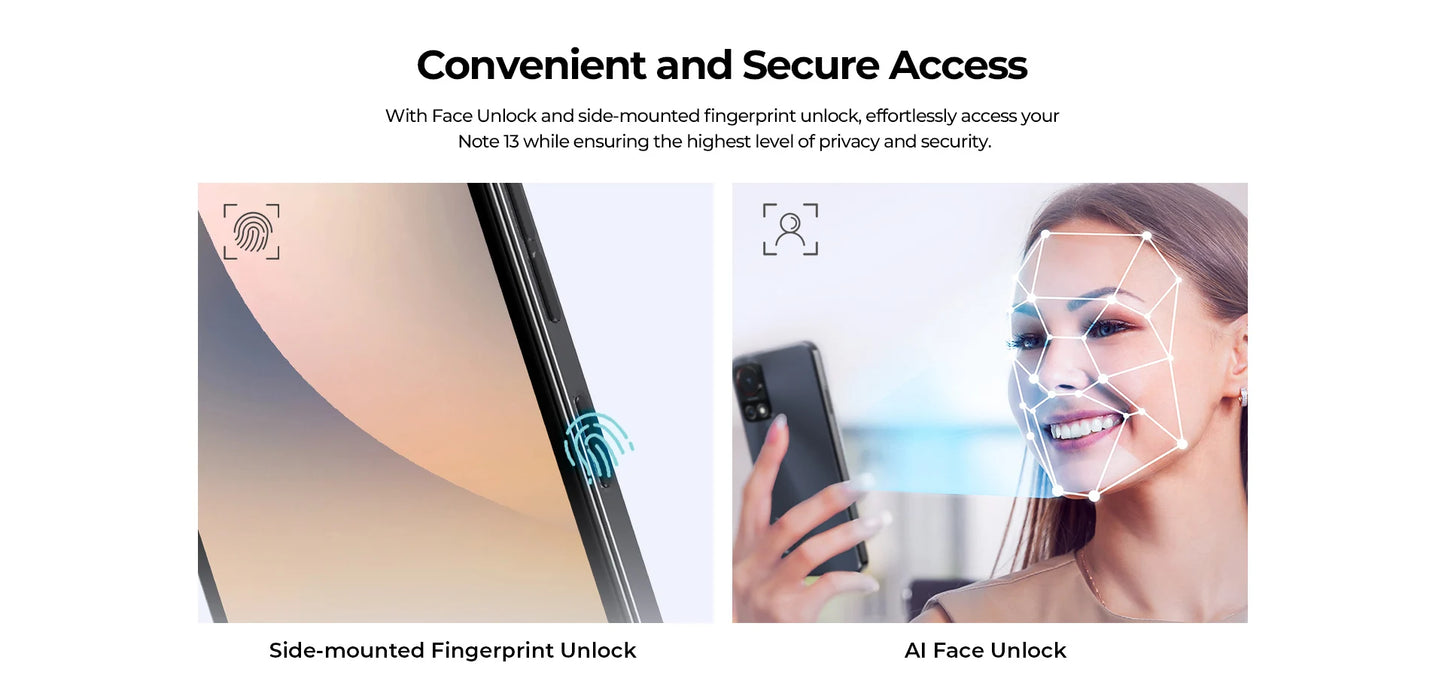 HOTWAV Note 13 Mobile Phone 6.6'' HD+ 90Hz Display 4GB 128GB Octa-Core Smartphone 50MP 5160mAh Android 13 Cellphone