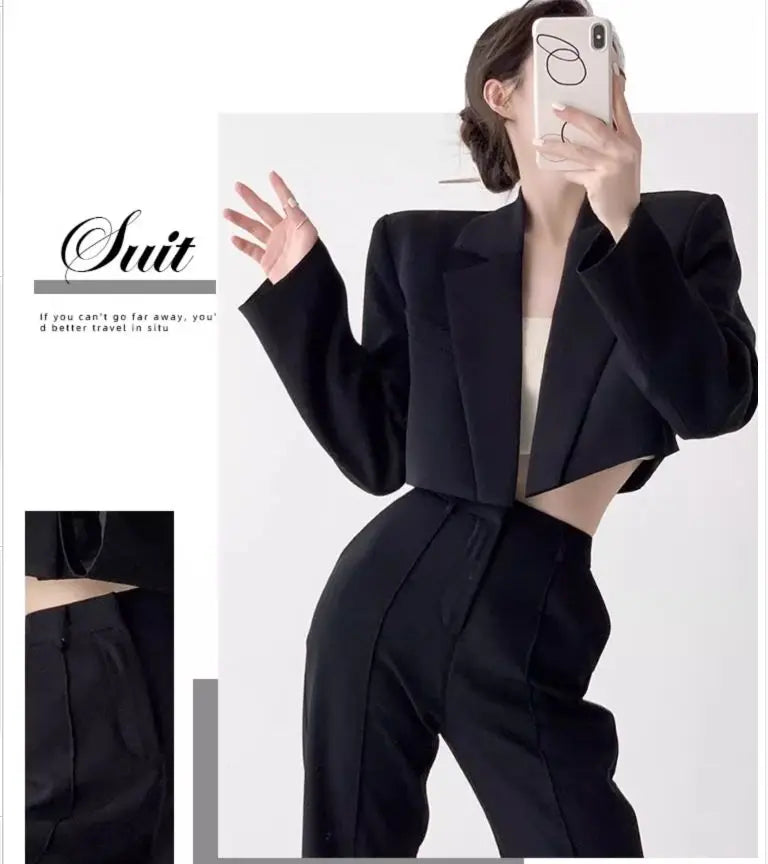 Fashion Women Short Blazer White Basic Jackets Top Elegant Solid Long Sleeve Open Front Coats Casual Short Outwear Office Coat