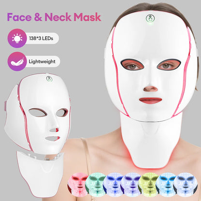 MODERISER LED Face and  Neck Mask ,7 Color Light Therapy