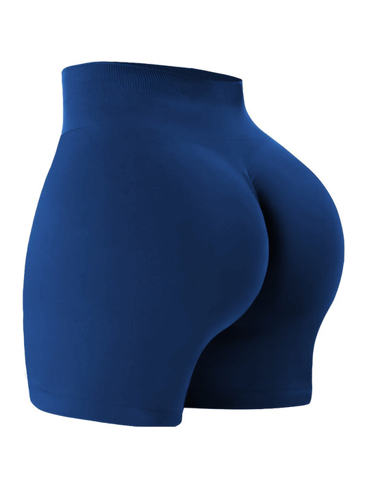 Solid Color Quick Drying Yoga Workout Shorts, High Stretch Sports Running Shorts, Women's Activewear