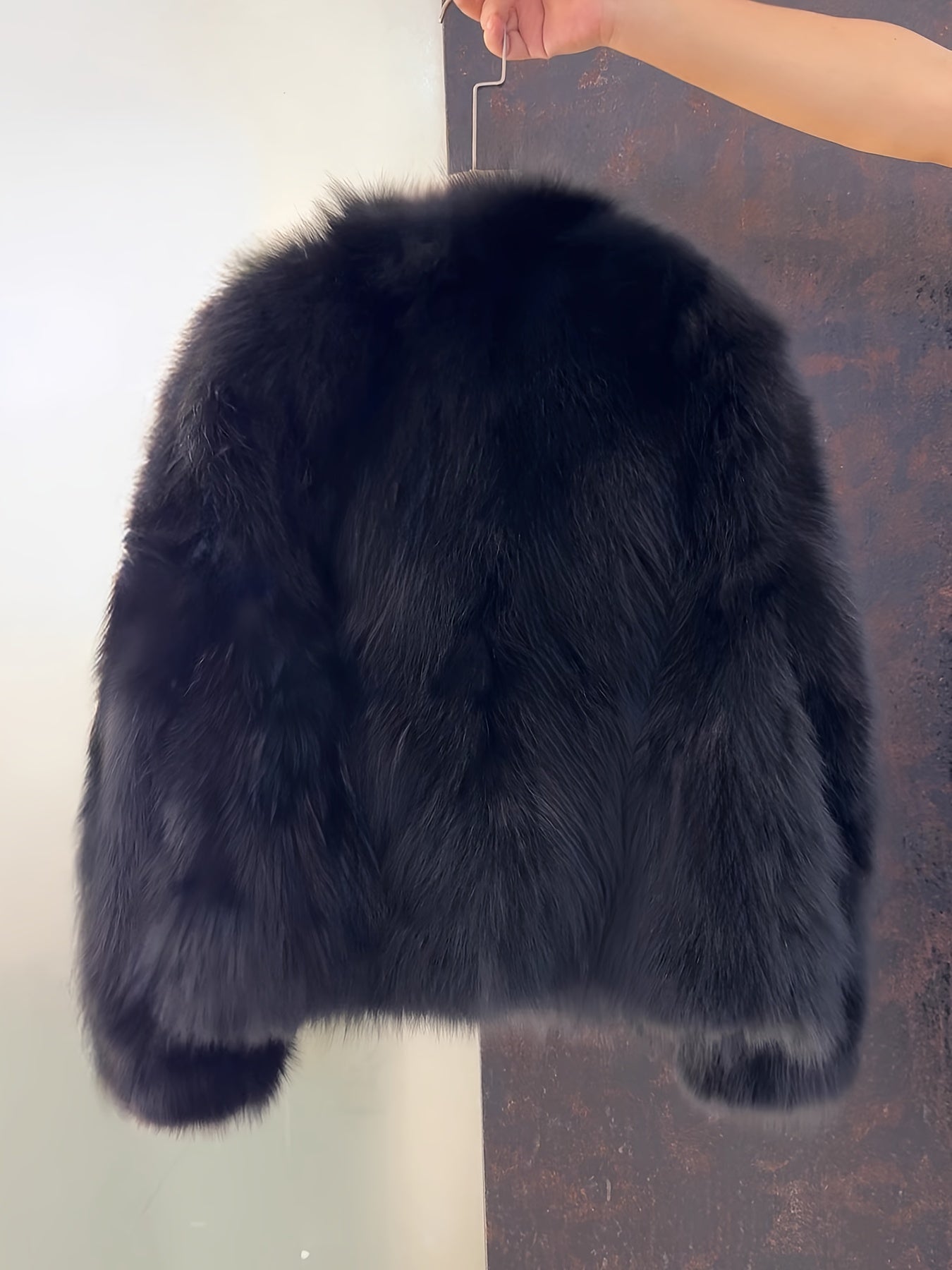 Women's Luxury Plush Fur Coat - White Fox-like Fur Jacket with Single-Button Front Closure, H-Line Silhouette & Beltless Design | Winter Warmth, Loose Fit Long Sleeve Winter Coat for Fall/Winter | Solid Color (No Pattern) | H