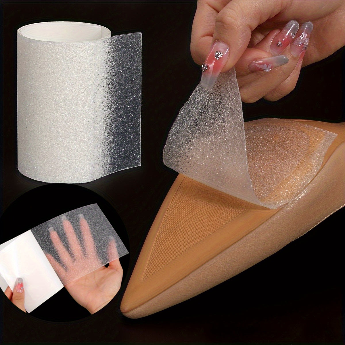 1 Roll High Heel Shoe Sole Silent Anti-Skid Pads, Wear-Resistant shoe sole anti slip pad Self-Adhesive Anti-Skid Stickers, Anti-Skid Stickers