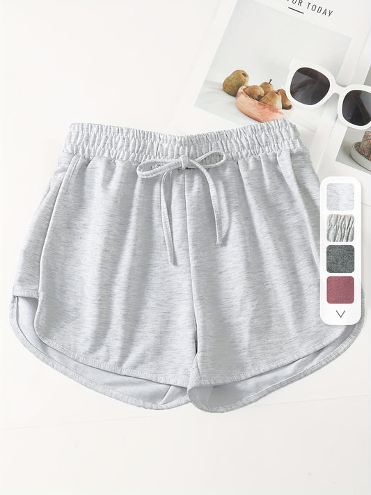 Women's Summer Lightweight Elastic Waistband Jogger Shorts - Loose-Fit Yoga Running Gym Shorts with Faux Drawstring Detail, Breathable Workout Shorts for Casual Wear, Machine Washable Solid Color Athletic Shorts