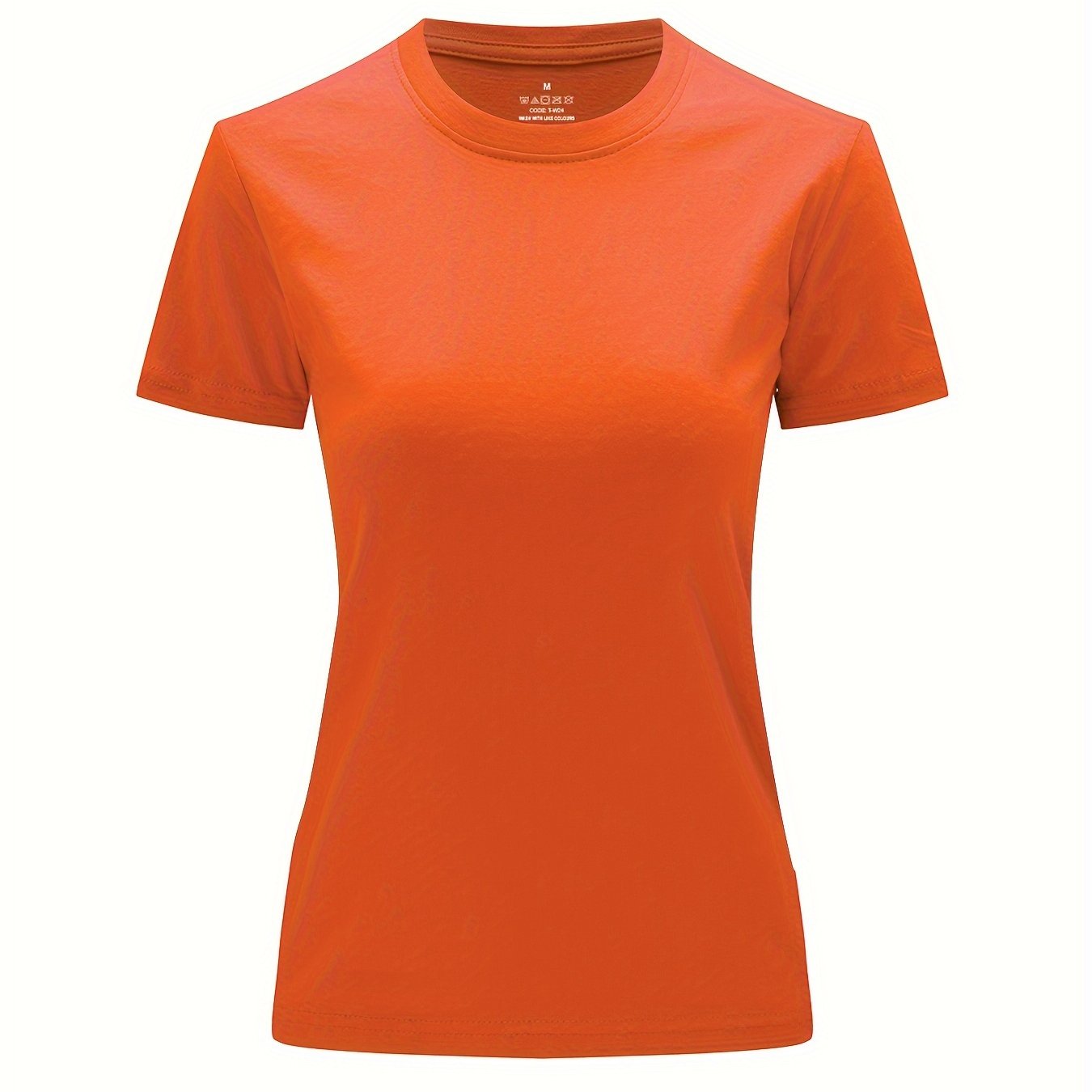 Solid Crew Neck T-Shirt, Casual Short Sleeve Top For Spring & Summer, Women'S Clothing