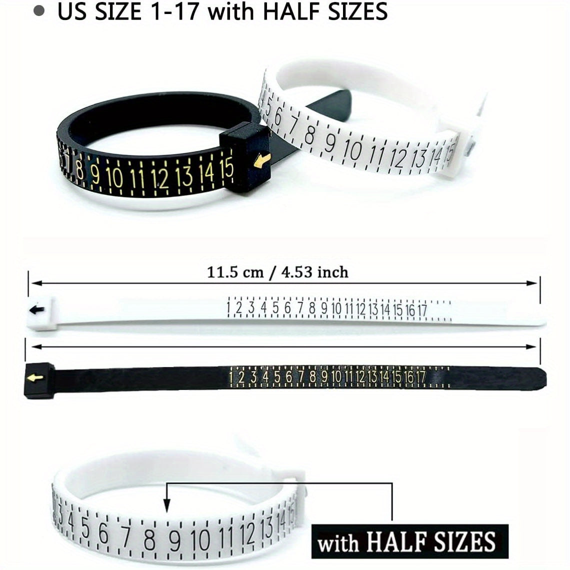 1pc Ring Sizer Measuring Tool - Clear, with Measurement Markings (1-17 US Ring Sizes) - for Jewelry Making, Ring Sizing, Gift - Durable & Portable Finger Gauge for Professionals & Hobbyists, Professional Jewelry Tool, Clear M