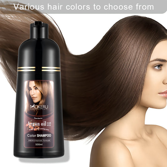 3-in-1 Argan oil hair dye for gray hair coverage Easy to use at home for both men and women