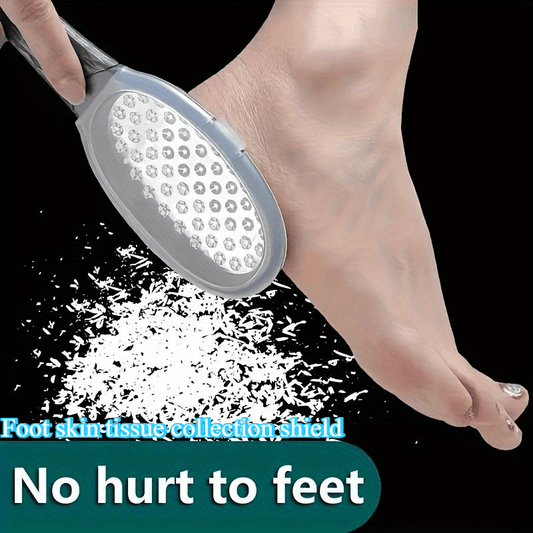 1pc Professional Stainless Steel-like Foot Remover Tool - Heavy-Duty Plastic & Steel Blade with Splash Guard, Ergonomic Handle & /Shedding Collector - Painless Exfoliating Device for Home Pedicure/Espa, Manicure Care