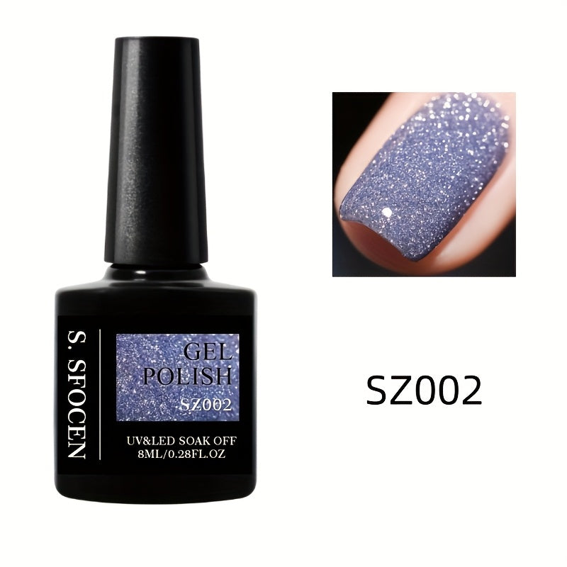 18 Colors New Disco Rhinestone Glue Ultra Bright Glitter Green Flash Nail Polish Gel with Reflective Sequins Semi-Permanent Soak Off Gel for Nails