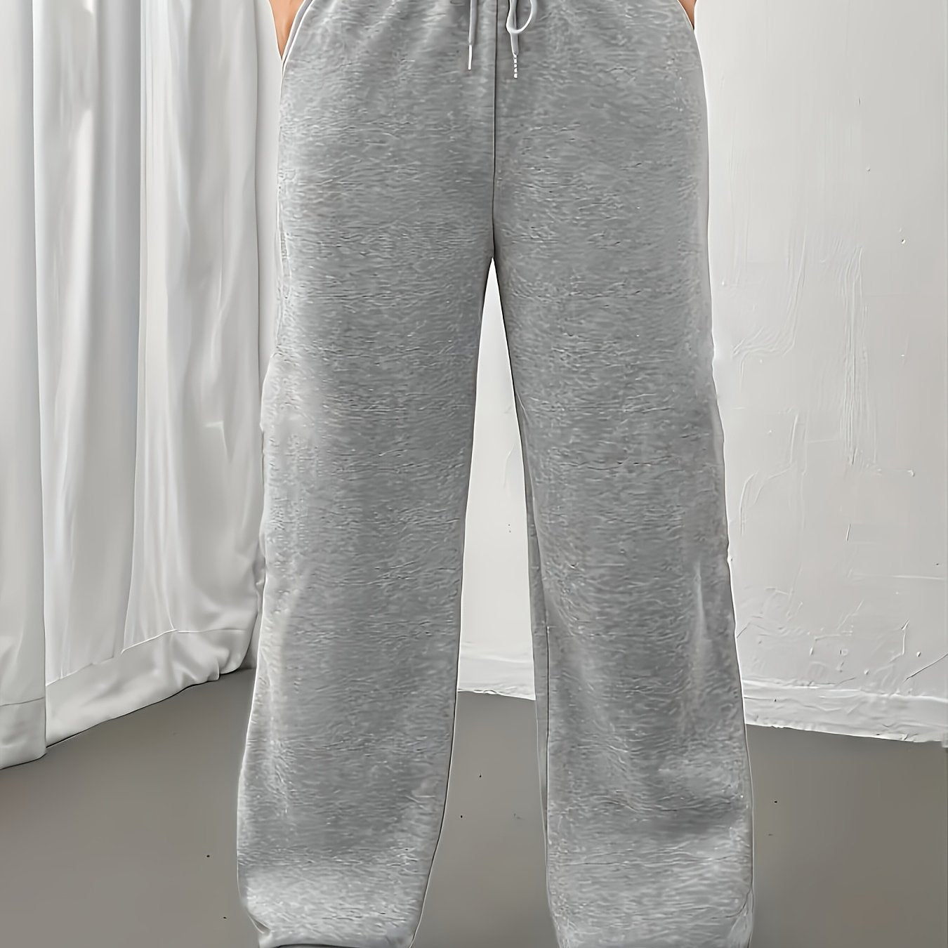 FLS0334 -Lined European and American Women's Long Pants, Loose-Fit Autumn/Winter Workwear Drawstring Casual Sweatpants