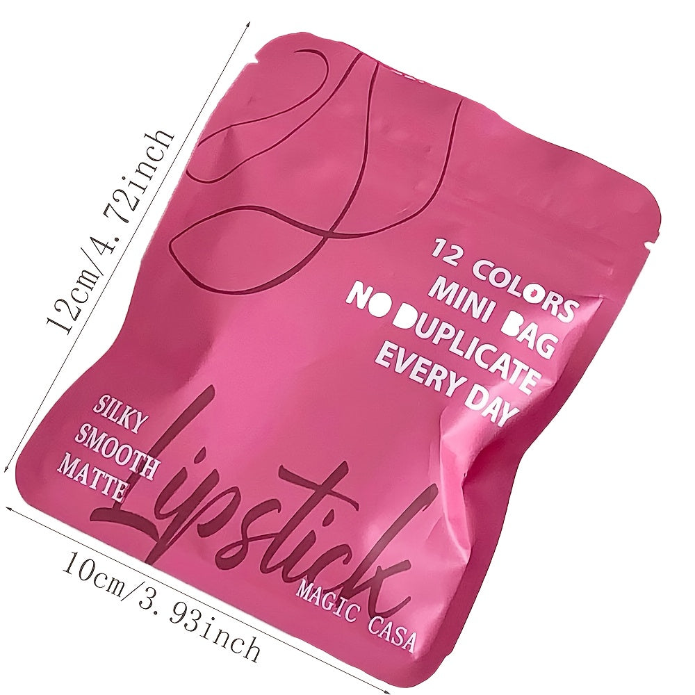 12-Color Capsule Lipstick Set - Long-Lasting Matte Finish, Non-Fading, Plant-Based Squalane, Ideal for Daily Use & Gifting, Includes 12 Vibrant Shades (Red, Orange, Yellow, Green, Blue, Purple, Pink, Black, White, Brown, Beig