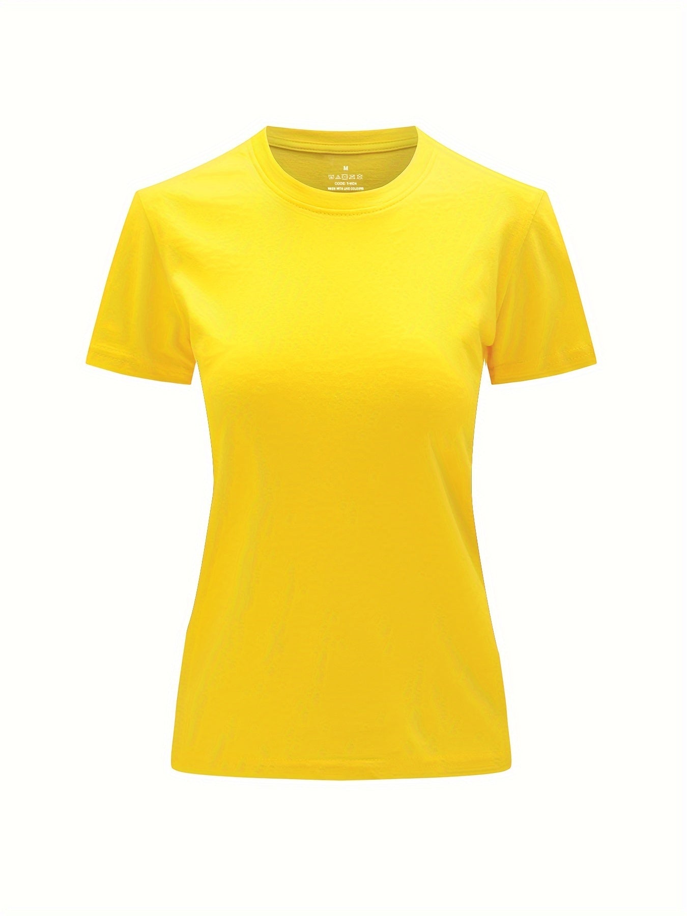 Solid Crew Neck T-Shirt, Casual Short Sleeve Top For Spring & Summer, Women'S Clothing