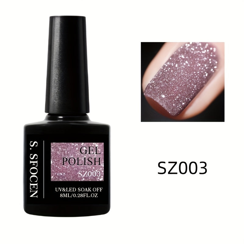18 Colors New Disco Rhinestone Glue Ultra Bright Glitter Green Flash Nail Polish Gel with Reflective Sequins Semi-Permanent Soak Off Gel for Nails