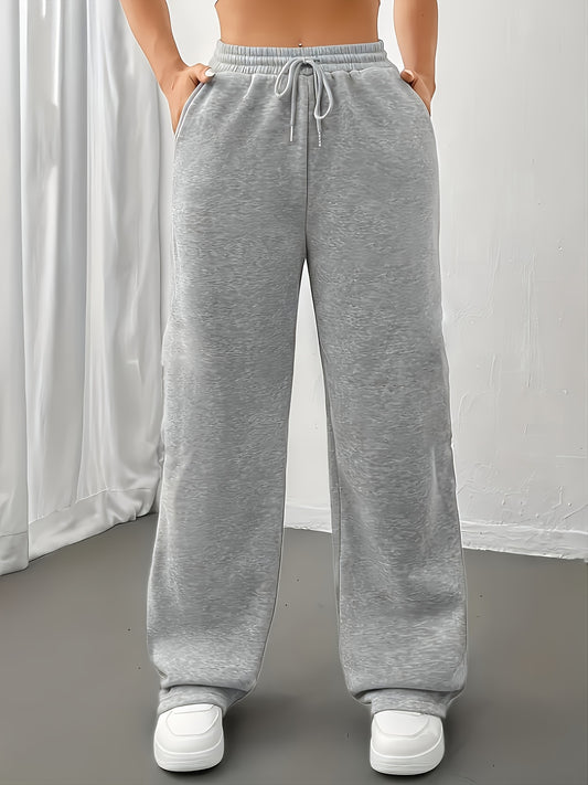 FLS0334 -Lined European and American Women's Long Pants, Loose-Fit Autumn/Winter Workwear Drawstring Casual Sweatpants