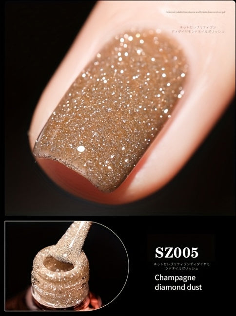 18 Colors New Disco Rhinestone Glue Ultra Bright Glitter Green Flash Nail Polish Gel with Reflective Sequins Semi-Permanent Soak Off Gel for Nails