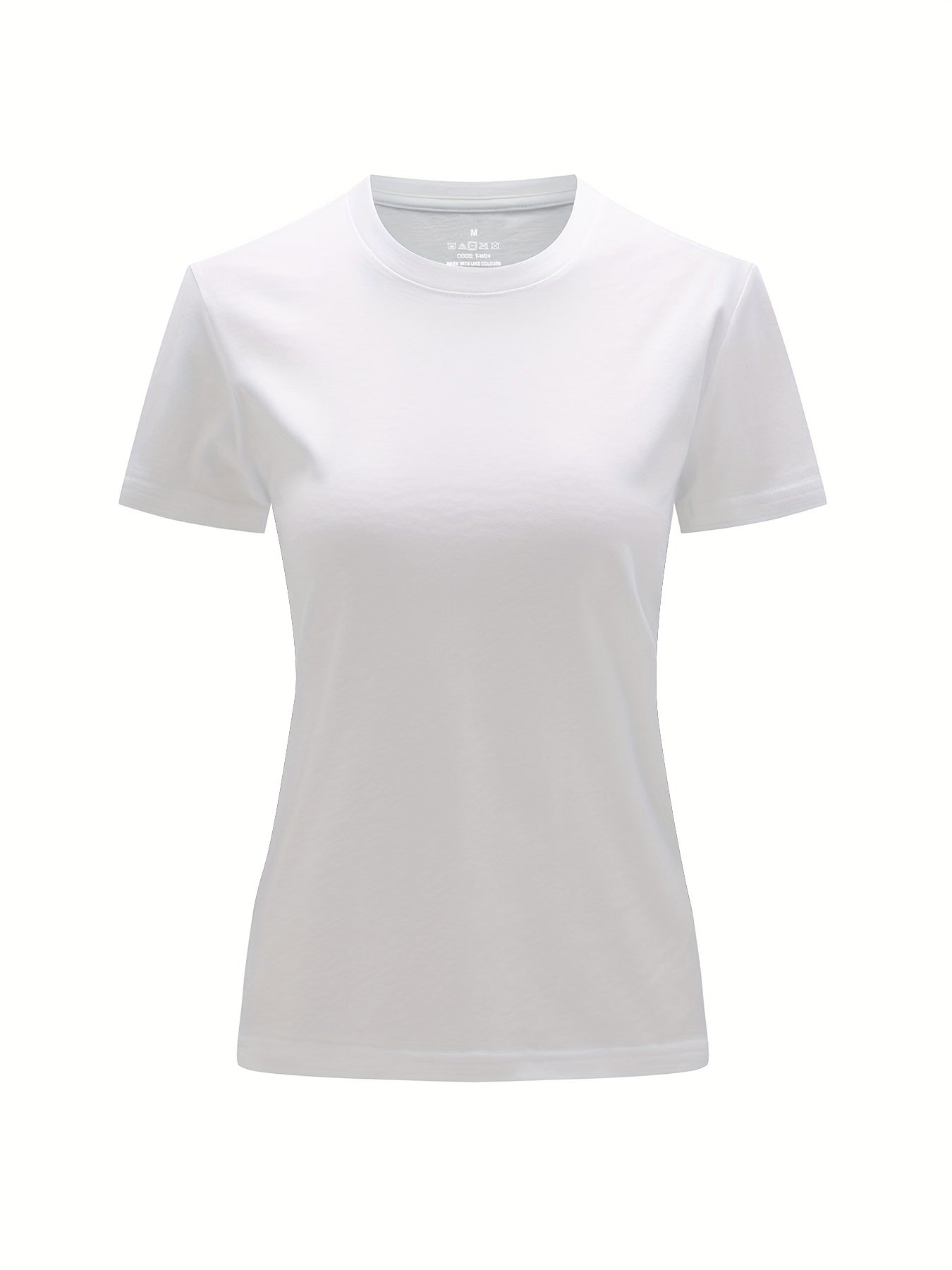 Solid Crew Neck T-Shirt, Casual Short Sleeve Top For Spring & Summer, Women'S Clothing