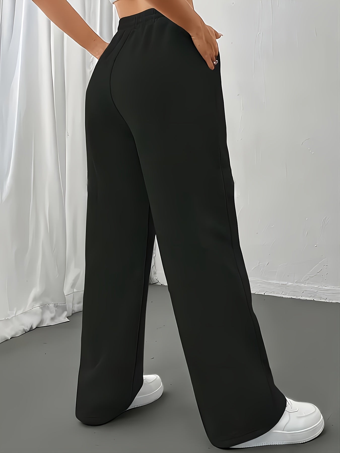 FLS0334 -Lined European and American Women's Long Pants, Loose-Fit Autumn/Winter Workwear Drawstring Casual Sweatpants