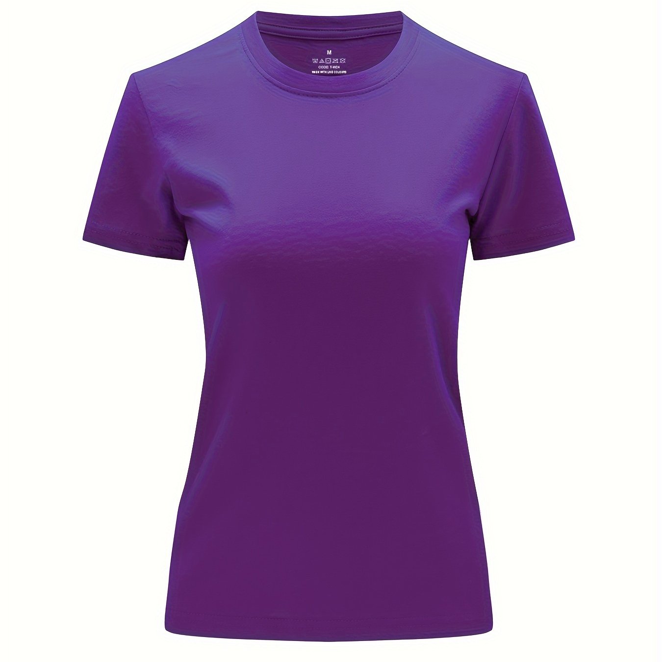 Solid Crew Neck T-Shirt, Casual Short Sleeve Top For Spring & Summer, Women'S Clothing