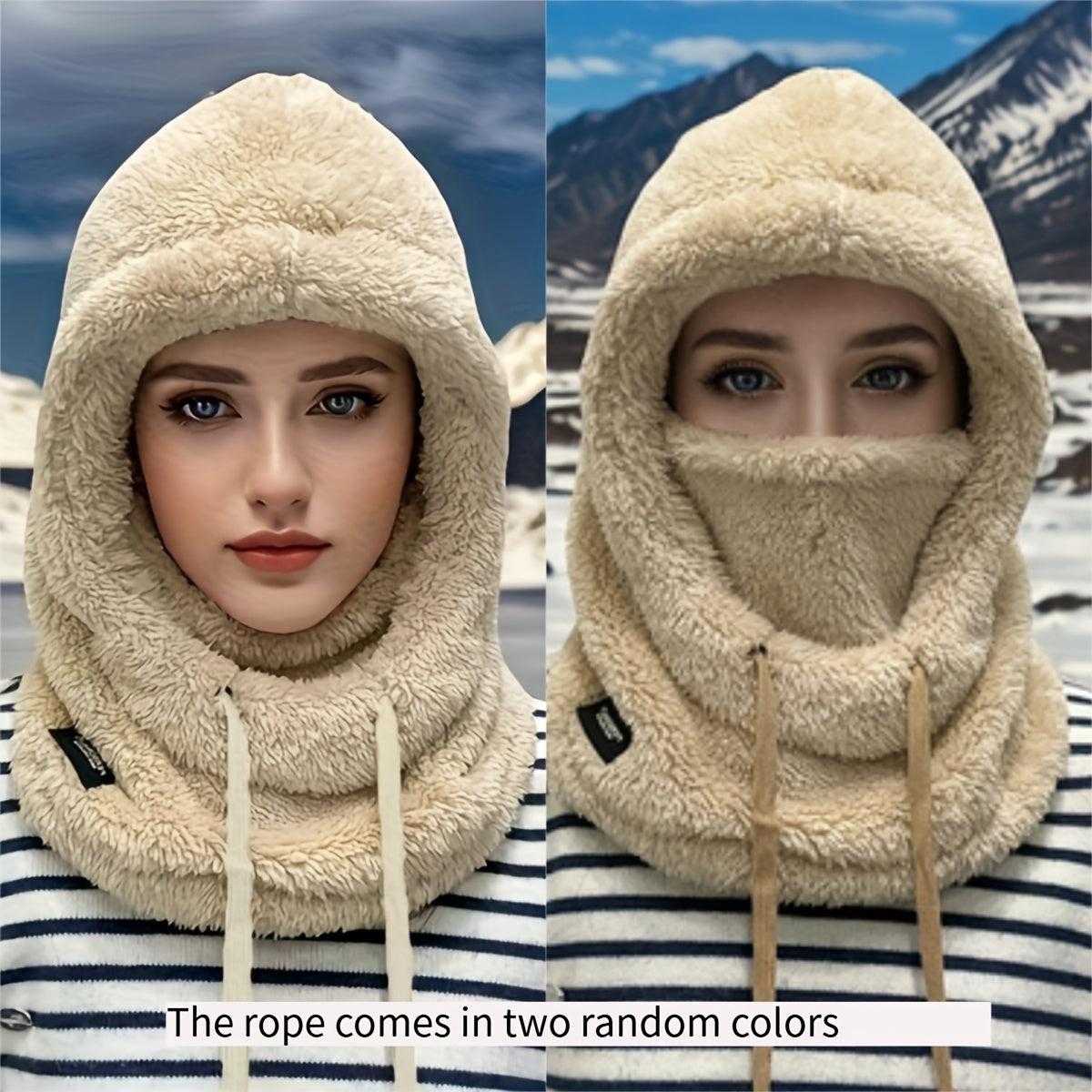 Three-in-One Upgraded Thickened Winter Plush Balaclava with Hood - Elastic Drawstring Closure, Lightweight and Warm for Cycling, Skiing, Outdoor Sports, 4 Colors Available, Mother'S Day, Independence Day Scene Festival, Fathe