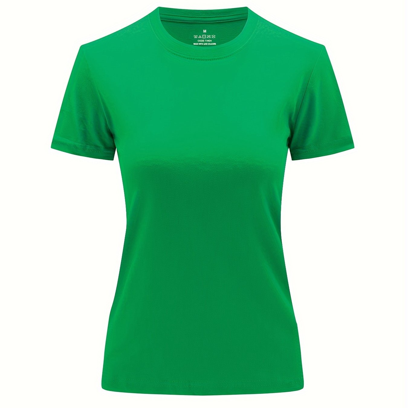 Solid Crew Neck T-Shirt, Casual Short Sleeve Top For Spring & Summer, Women'S Clothing