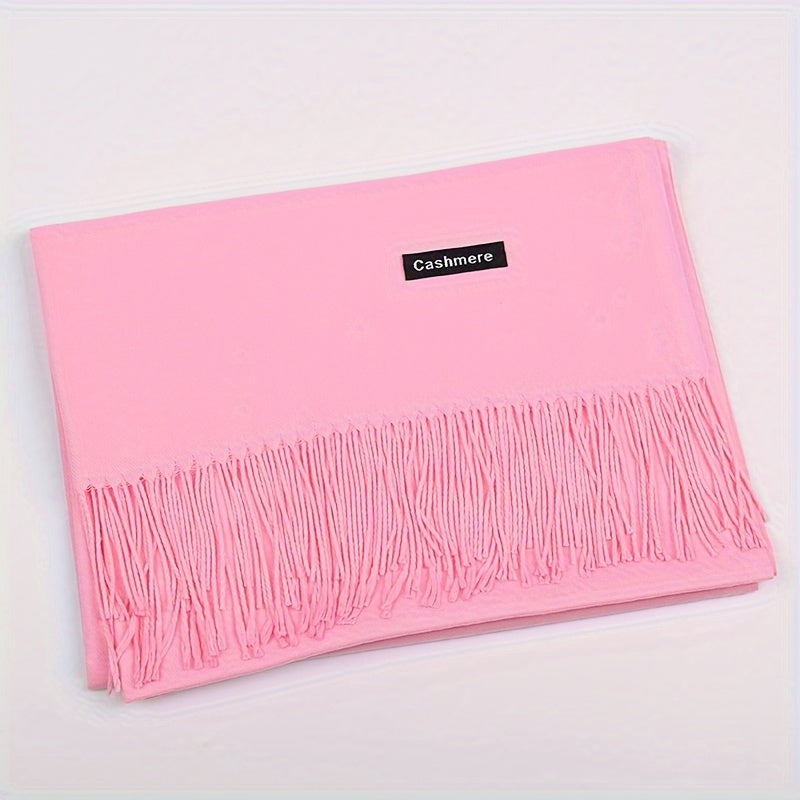 1pc Autumn and Winter Classic Plain Color Neutral Scarf Suitable for Men and Women, Elegant and Soft Warm Tassel Shawl Headscarf, Autumn and Winter Cold Protection Versatile Scarf, Suitable as a Gift