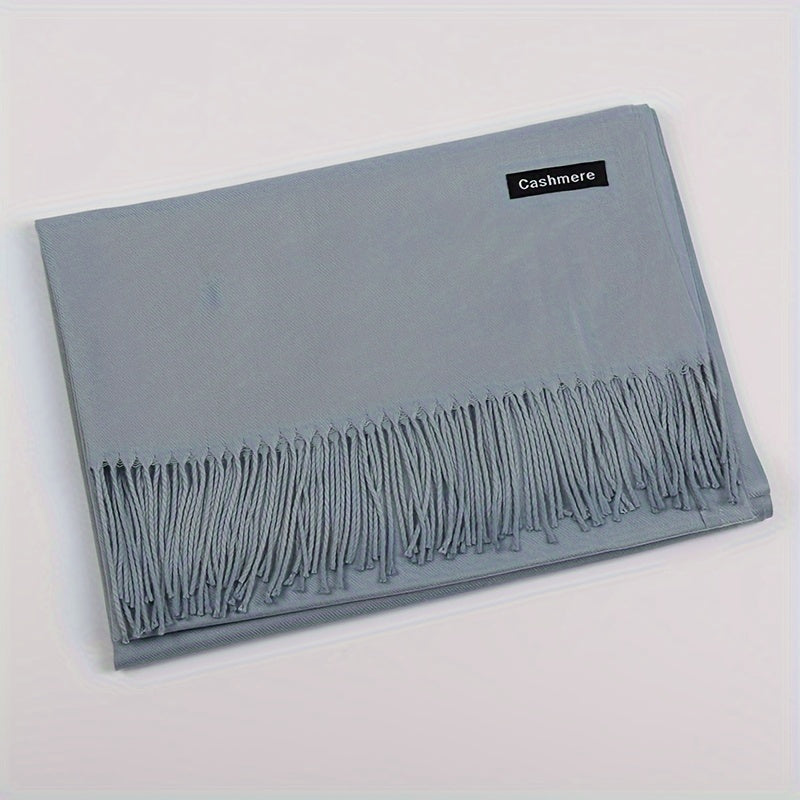 1pc Autumn and Winter Classic Plain Color Neutral Scarf Suitable for Men and Women, Elegant and Soft Warm Tassel Shawl Headscarf, Autumn and Winter Cold Protection Versatile Scarf, Suitable as a Gift