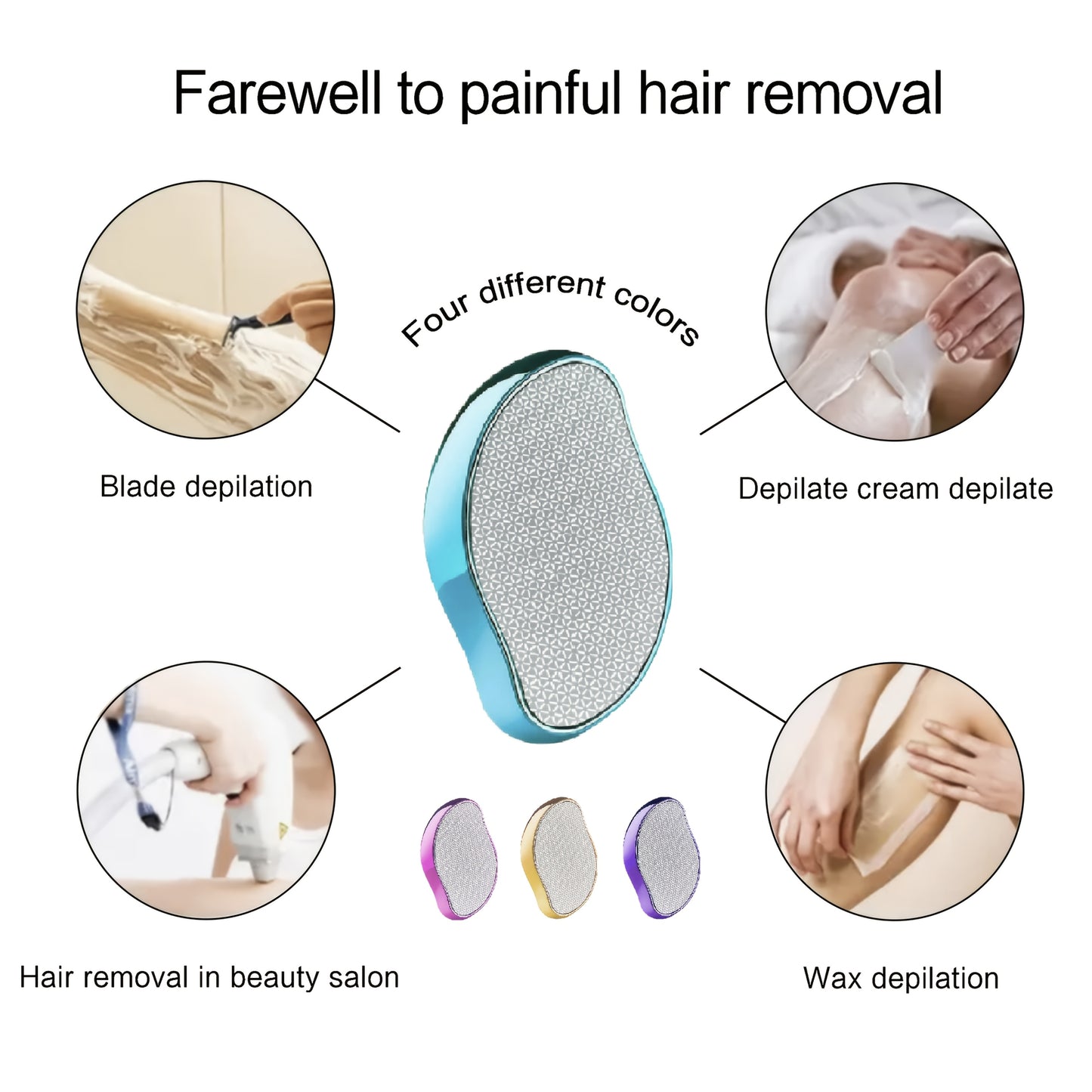 1 Unit of Crystal Hair Remover Suitable for Both Genders - a Painless Tool for Exfoliation, Reusable And Waterproof, Available in Blue, Pink, Golden Beige, And Purple, Designed for Smooth Skin on The Back, Arms, And Legs.