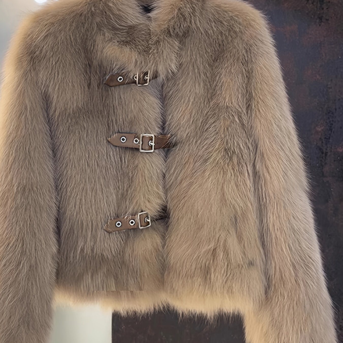 Women's Luxury Plush Fur Coat - White Fox-like Fur Jacket with Single-Button Front Closure, H-Line Silhouette & Beltless Design | Winter Warmth, Loose Fit Long Sleeve Winter Coat for Fall/Winter | Solid Color (No Pattern) | H