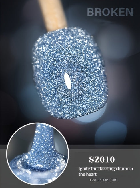 18 Colors New Disco Rhinestone Glue Ultra Bright Glitter Green Flash Nail Polish Gel with Reflective Sequins Semi-Permanent Soak Off Gel for Nails