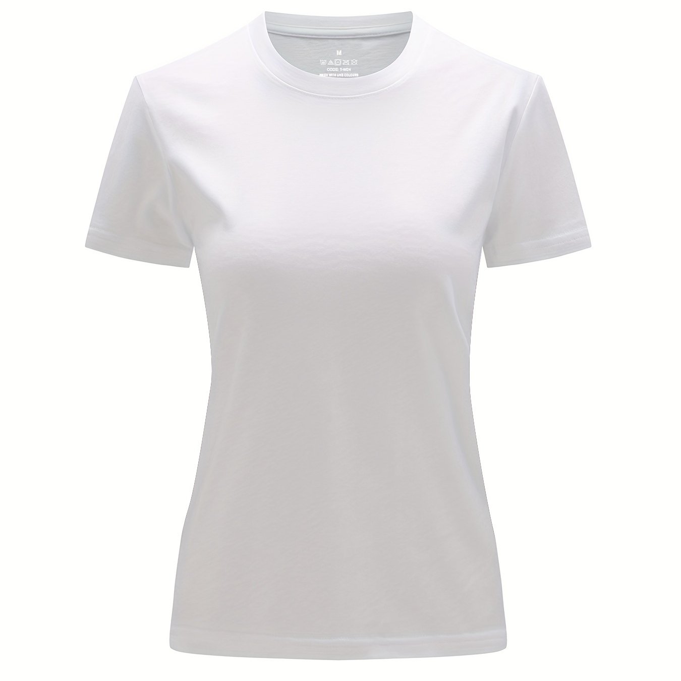 Solid Crew Neck T-Shirt, Casual Short Sleeve Top For Spring & Summer, Women'S Clothing
