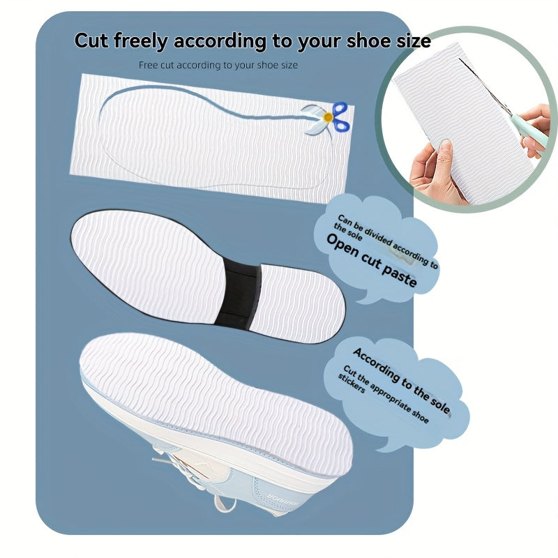 10*27cm Pack of EVA Sole Anti-Wear Pads for Sneakers, Wave Pattern Silent Non-Slip Forefoot Shoe Inserts, Best for Christmas